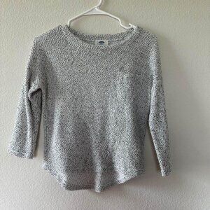 EUC Old Navy Black and White Boucle Pocket Sweater Girls sz L